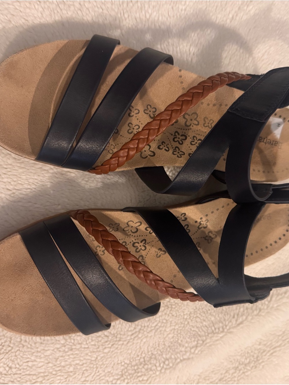 BareTraps Blue Sandals with Brown Braided Strap